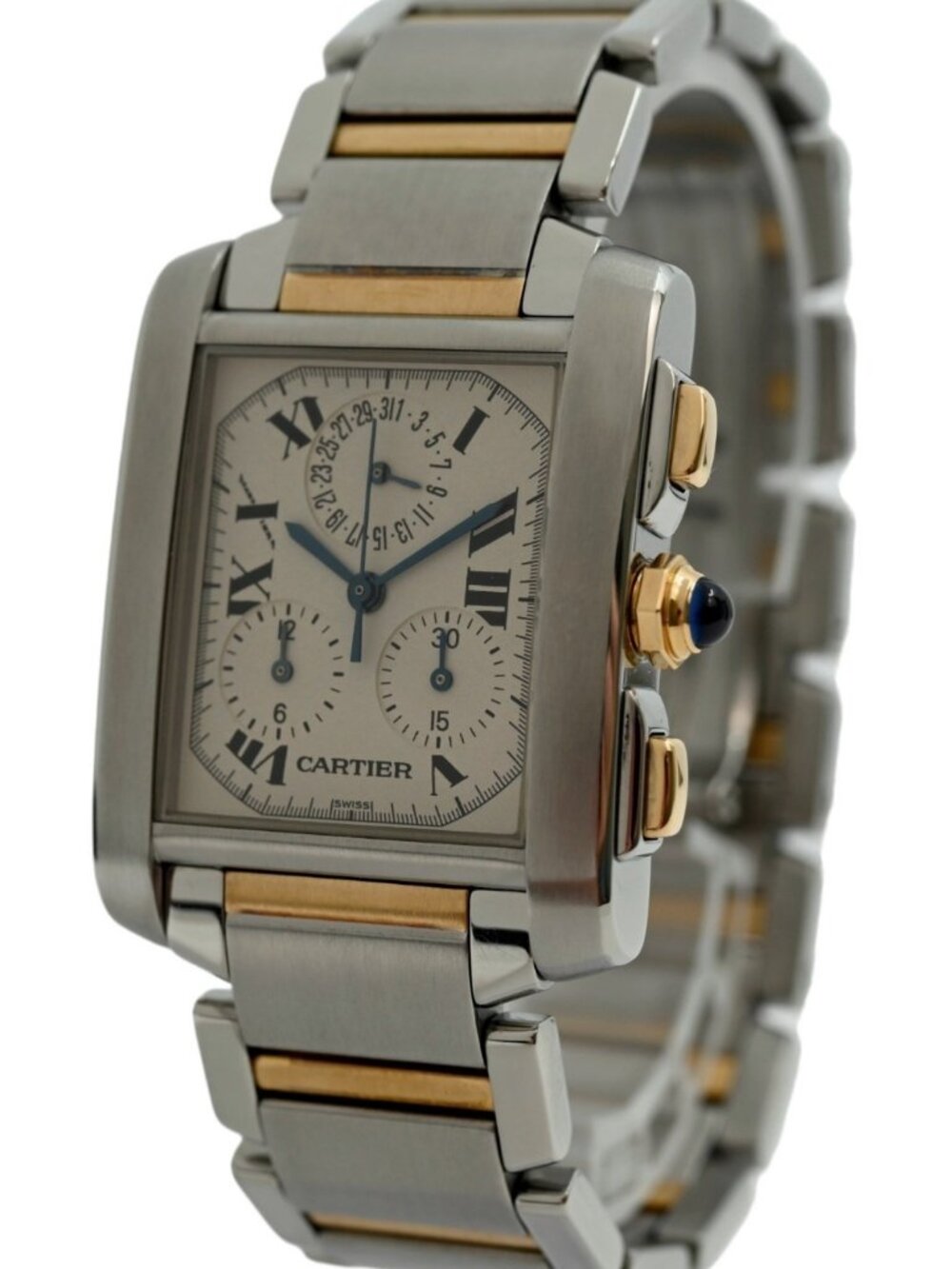 Cartier 28mm Men's Tank Francaise Chronoflex Two Tone W51004Q4 Watch! Ref: 2303!